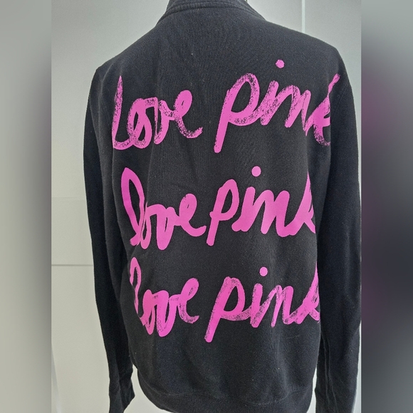 Victoria Secret PINK Black Quarter-Zip Pullover with Pink Logo - Picture 8 of 11